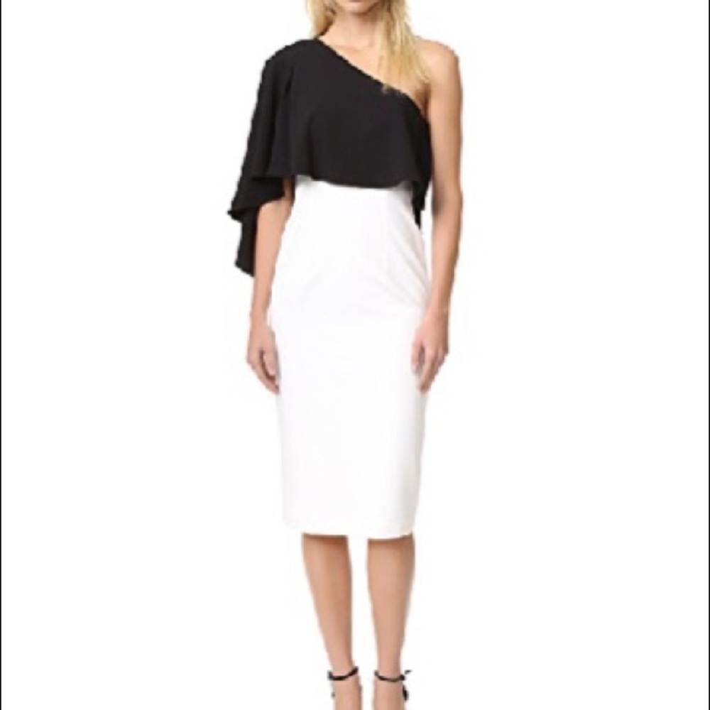 Black Halo Asymmetrical Dress in Black and White